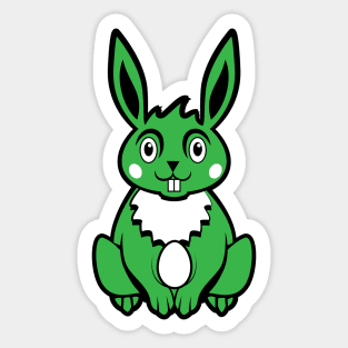 Green Colored Easter Bunny Sticker